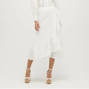 NWOT HILL HOUSE Maribel Elegant White Eyelet Wrap Cotton Skirt Size Small